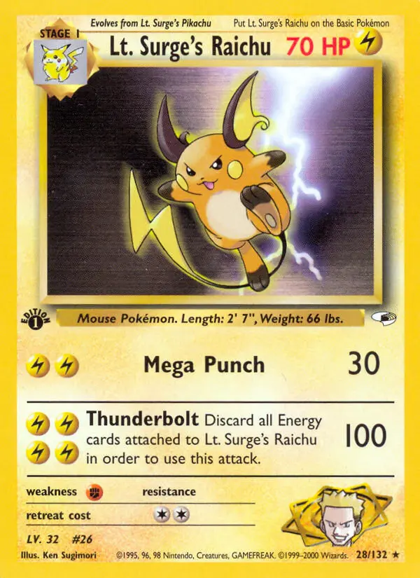 Lt. Surge's Raichu, Gym Heroes #28