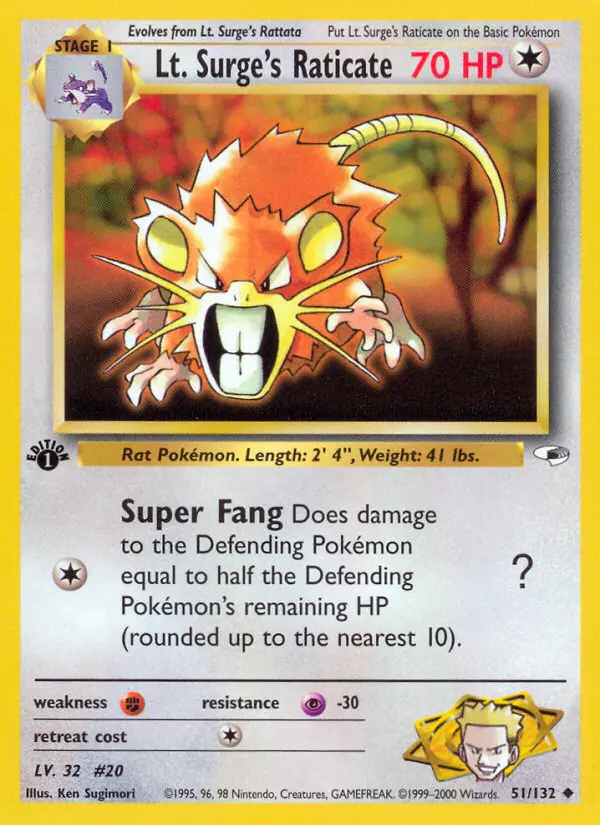 Lt. Surge's Raticate, Gym Heroes #51