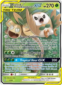 Rowlet & Alolan Exeggutor GX, Unified Minds #1/236