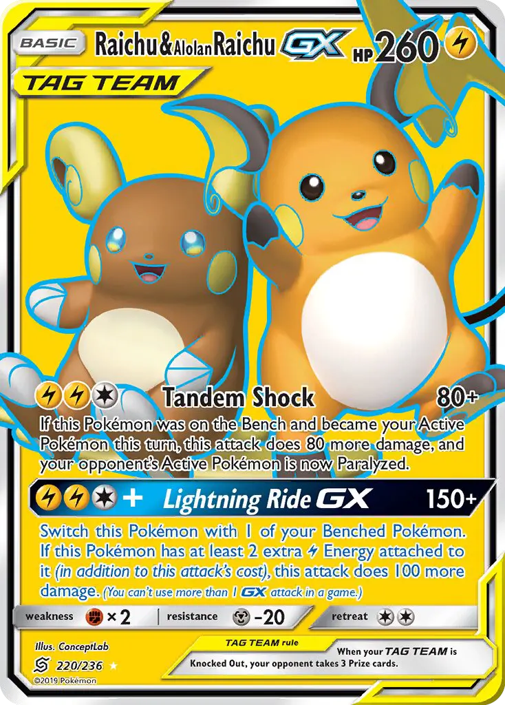 Raichu & Alolan Raichu GX, Unified Minds #220