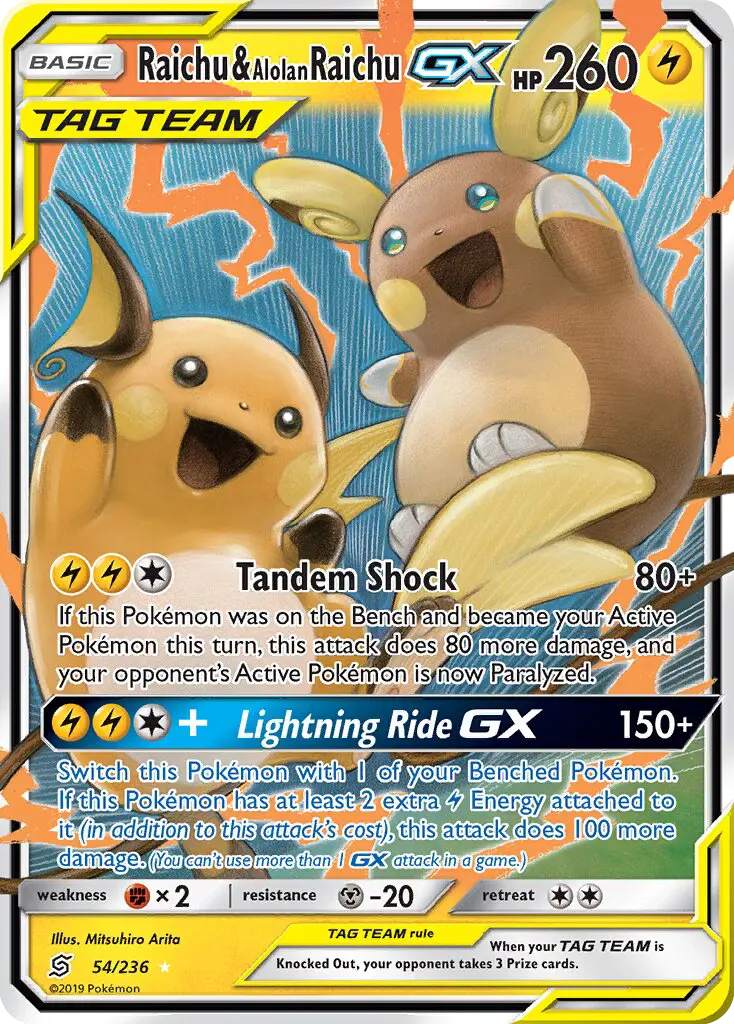 Raichu & Alolan Raichu GX, Unified Minds #54