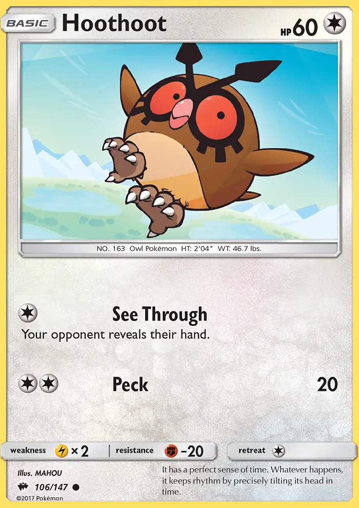 Hoothoot, Burning Shadows #106