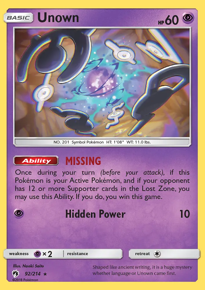 Unown, Lost Thunder #92