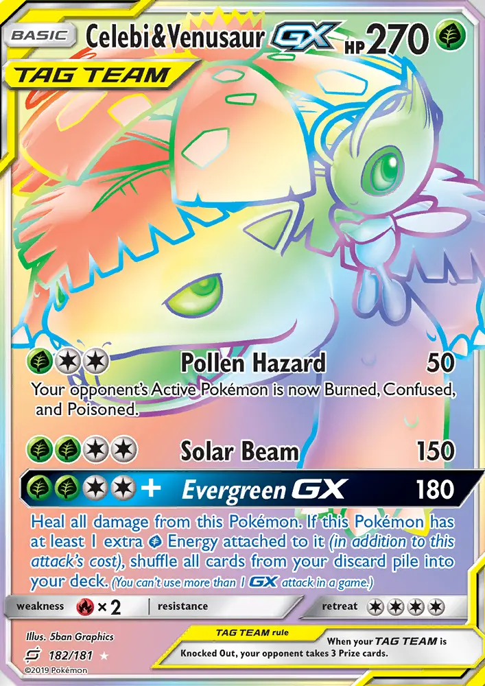 Celebi & Venusaur GX, Team Up #182