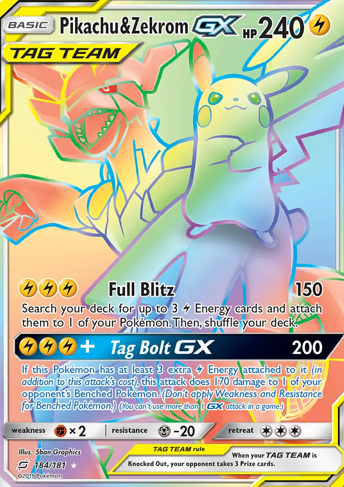Pikachu & Zekrom GX, Team Up #184