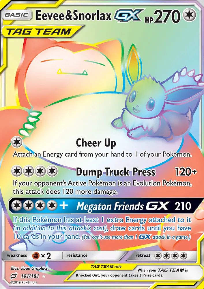 Eevee & Snorlax GX, Team Up #191
