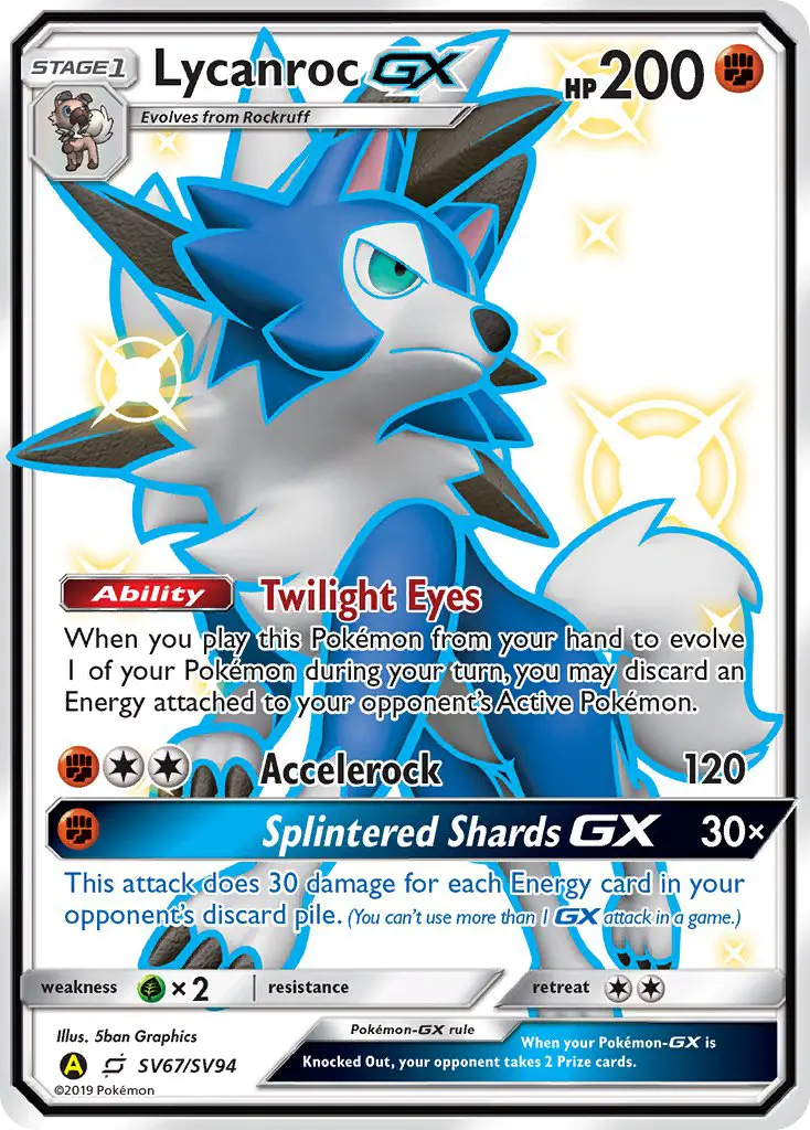 Lycanroc-GX, Hidden Fates Shiny Vault #SV67
