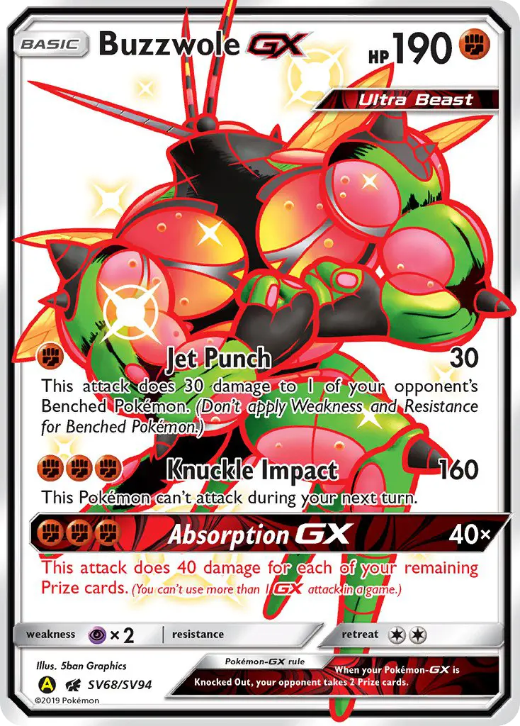 Buzzwole-GX, Hidden Fates Shiny Vault #SV68