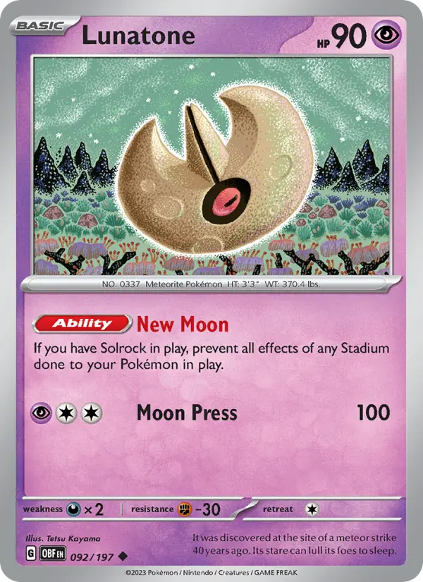 Lunatone, Obsidian Flames #92