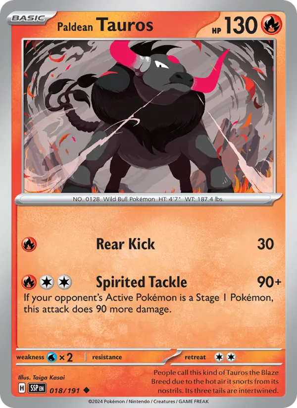 Paldean Tauros, Surging Sparks #18