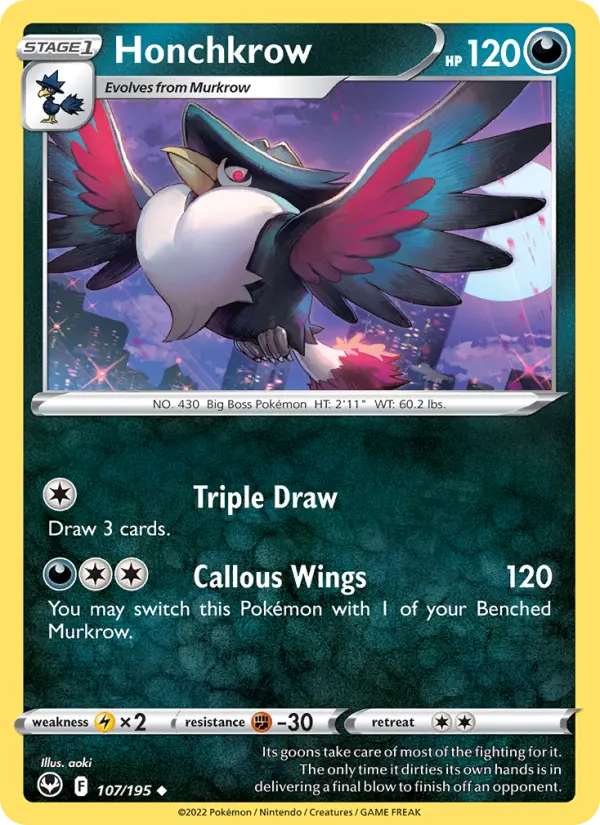 Honchkrow, Silver Tempest #107